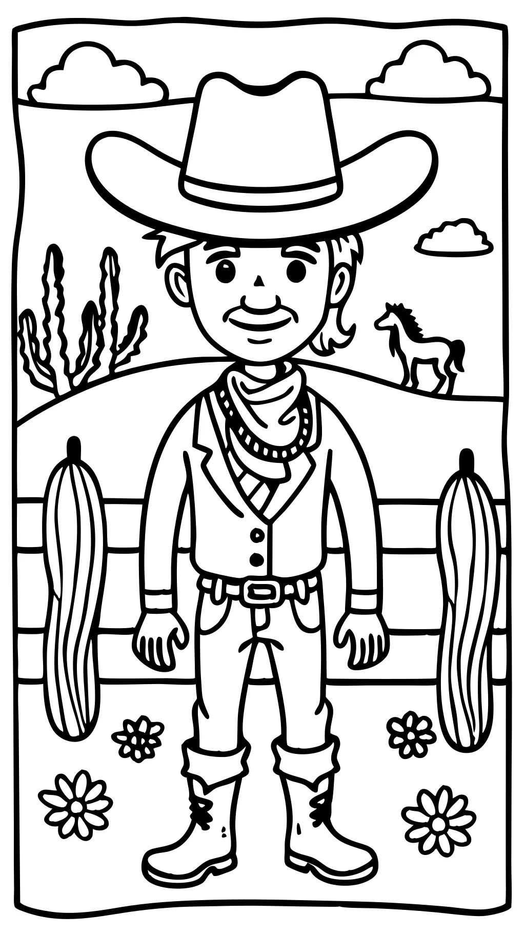 coloring page cowboy